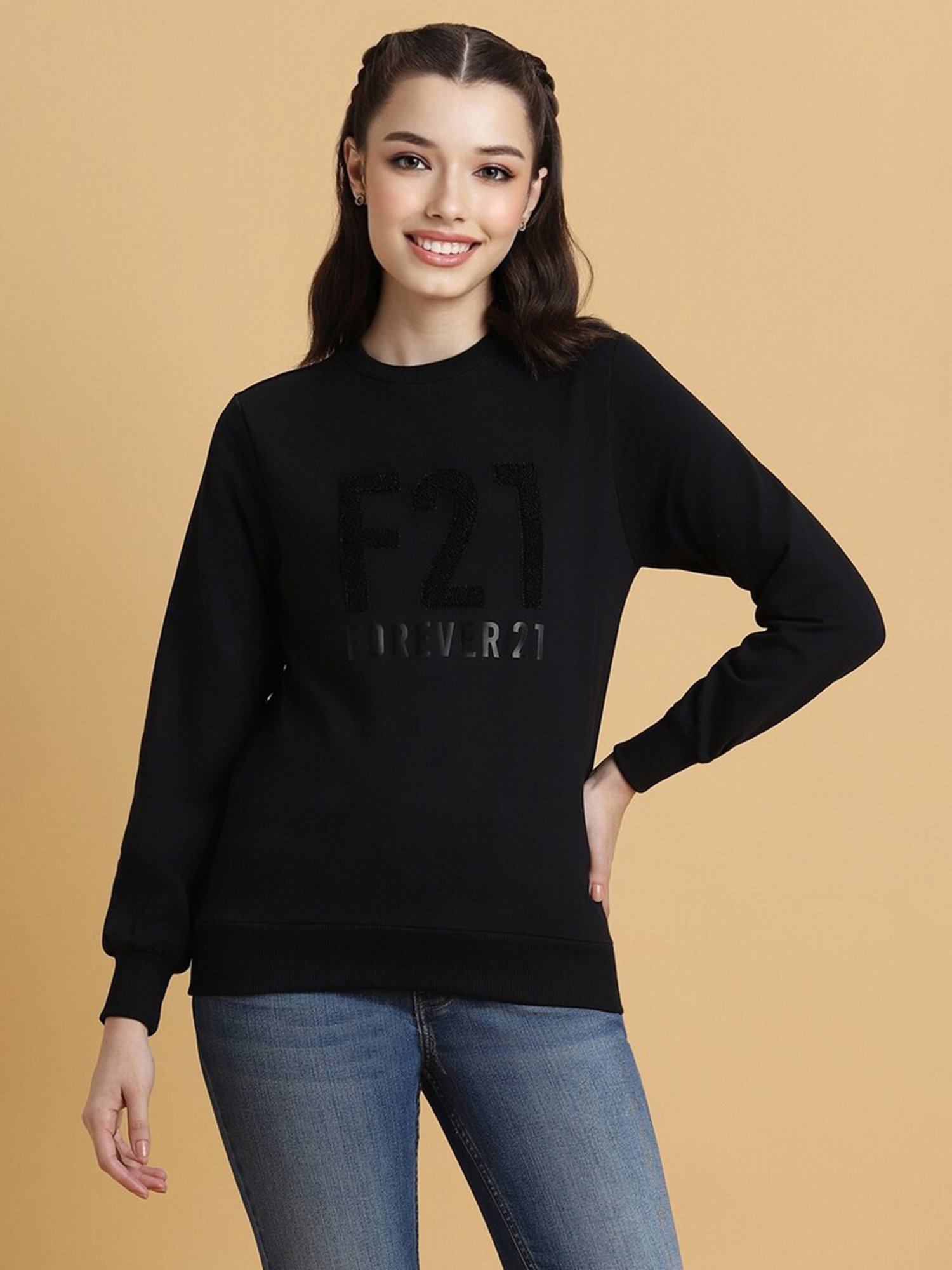 Forever 21 Black Graphic Print Sweatshirt
