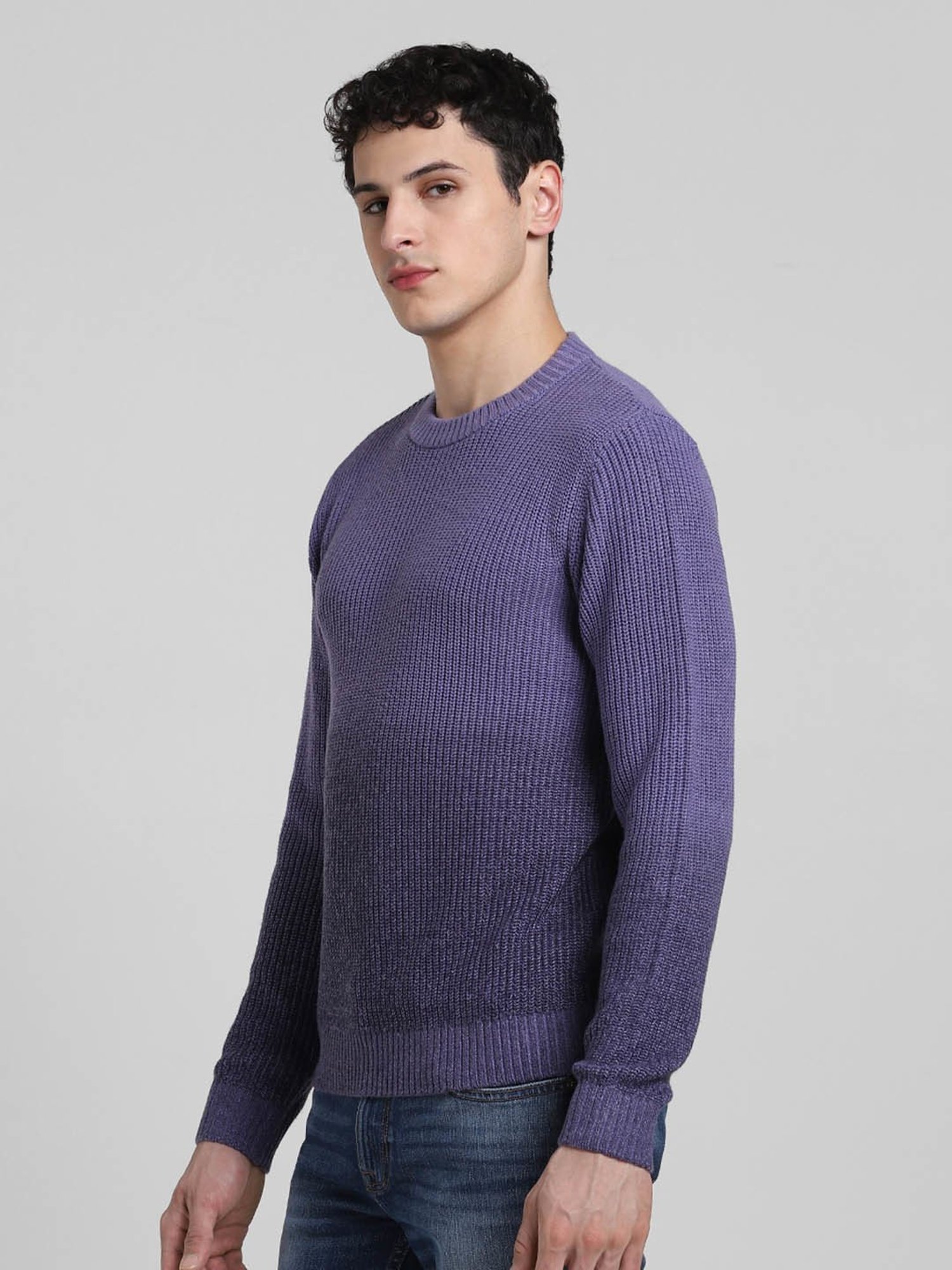 Jack & Jones Purple Slim Fit Textured Sweater