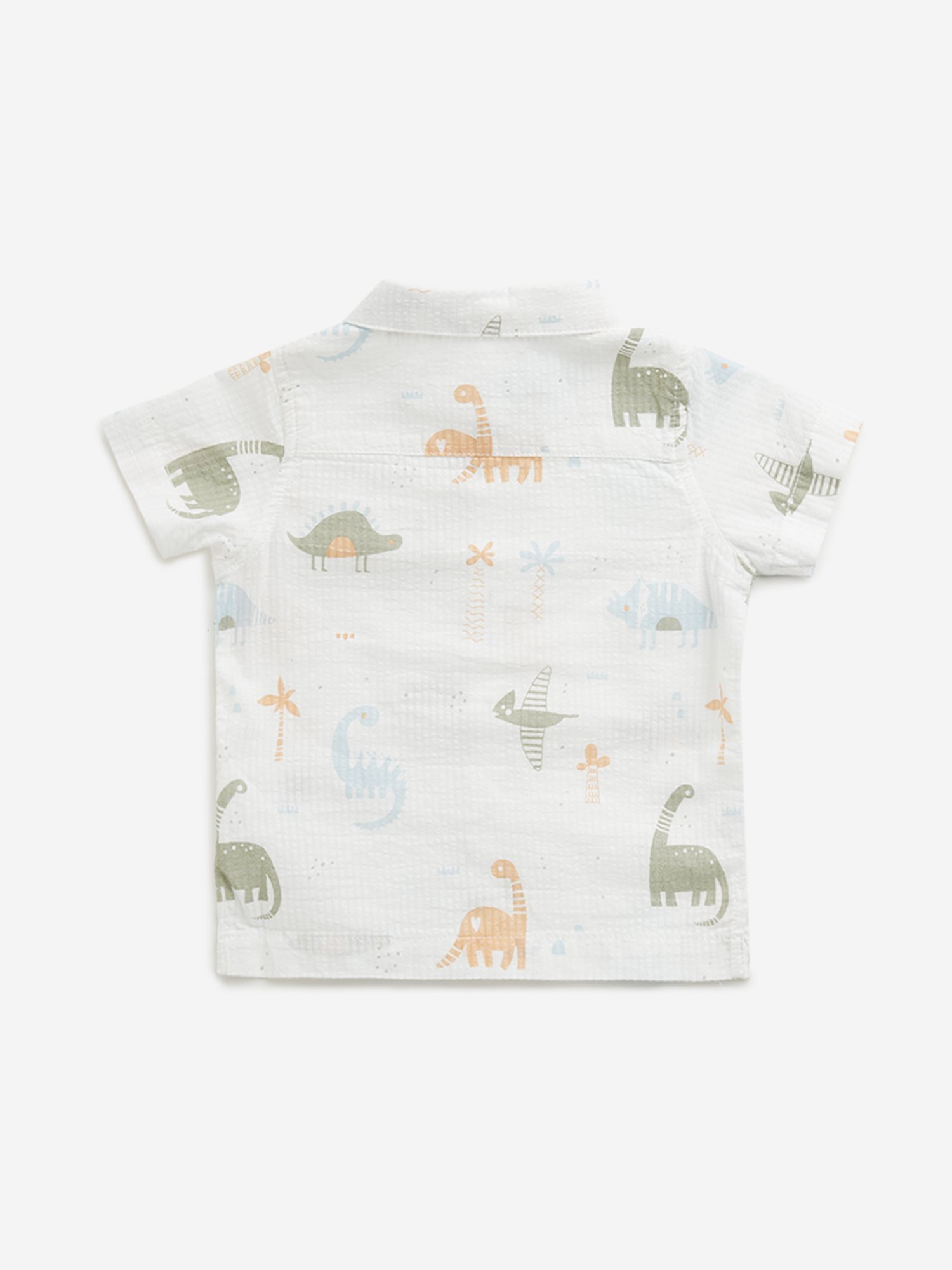 Pantaloons Baby White Cotton Printed Shirt