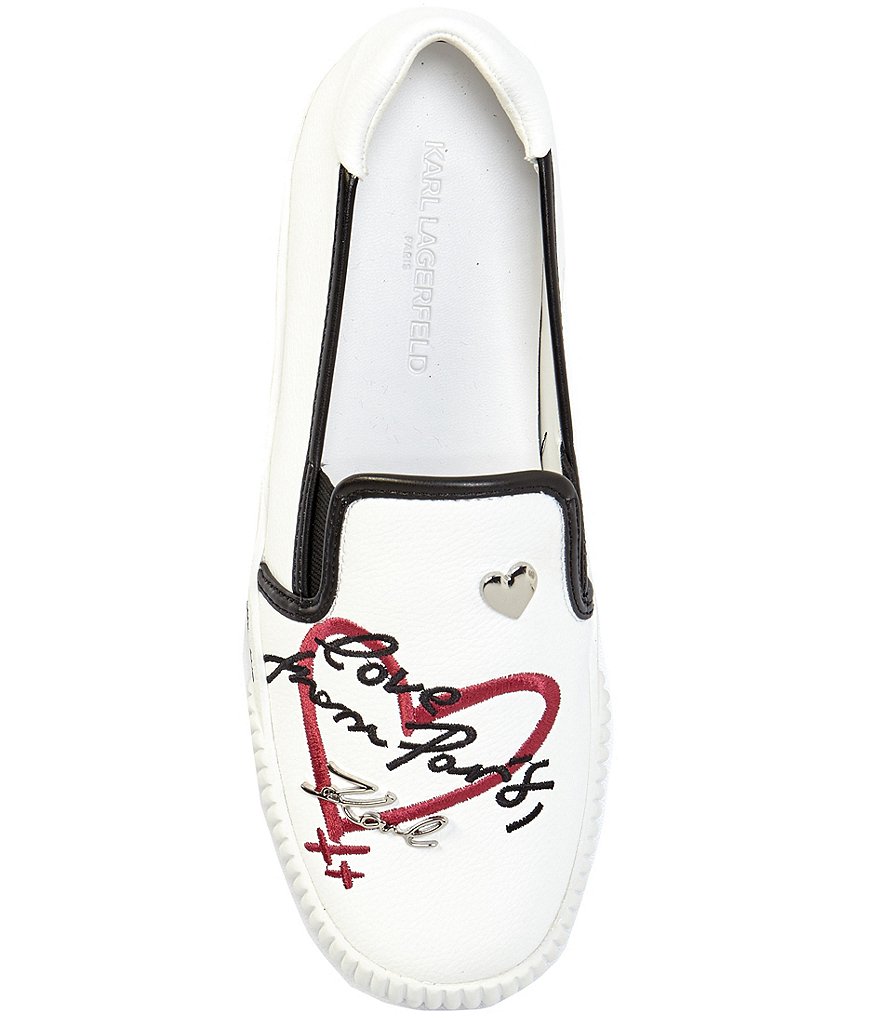 KARL LAGERFELD PARIS Jessie Logo Script Leather Slip-On Sneakers