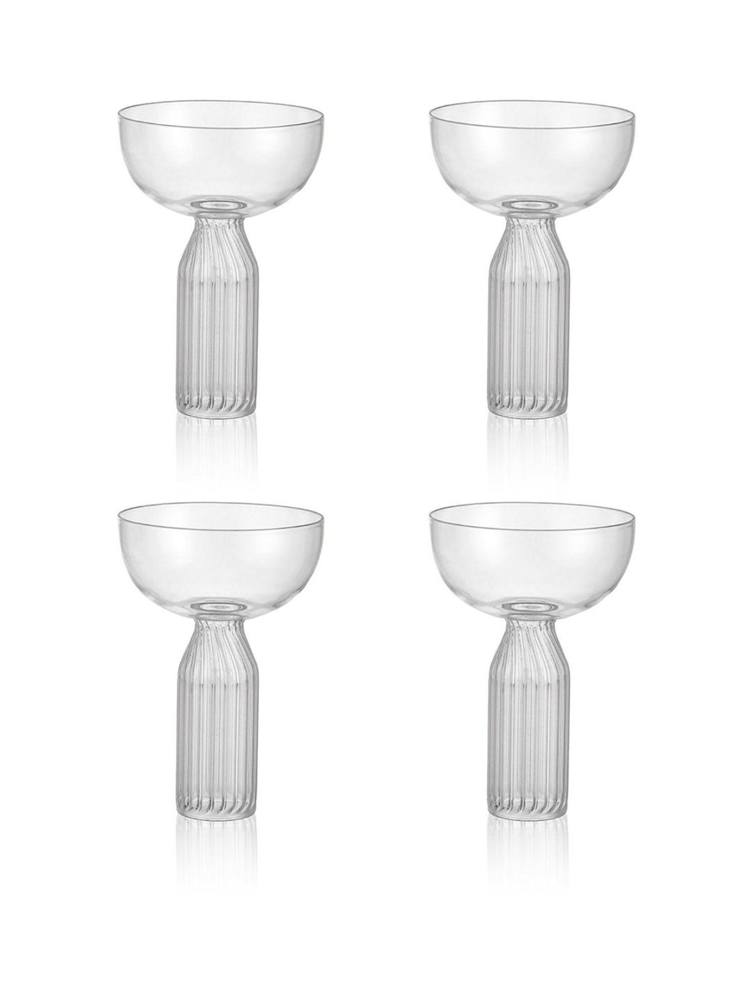 Trovea's U-Ribbed Stem Royal Coupe Transparent Glass Cocktail Glass - Set of 4