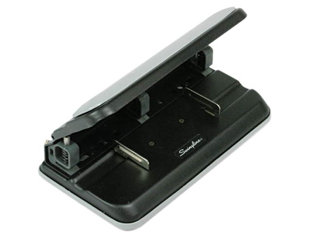 Swingline 74300 32-Sheet Easy Touch Three- to Seven-Hole Punch, 9/32 Diameter Hole, Black/Gray