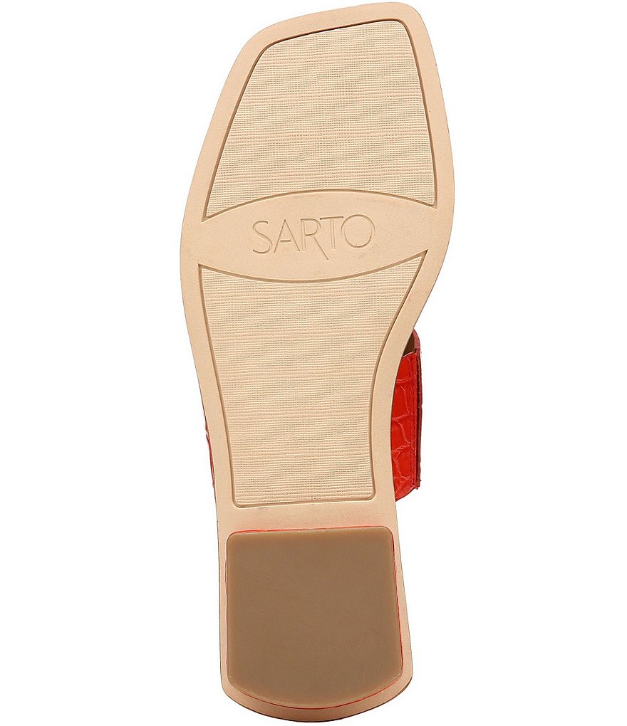 Sarto by Franco Sarto Ediana Croco Print Leather Toe Ring Square Toe Sandals