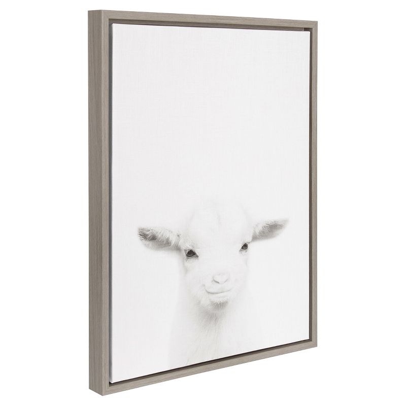 24" x 18" Baby Goat Framed Canvas Art Gray - Uniek
