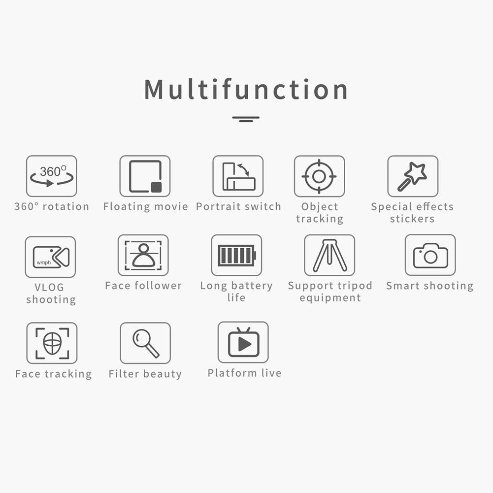 Portable Gimbal Stabilizer APP Control Auto Face Tracking 360&deg; Rotation Desktop