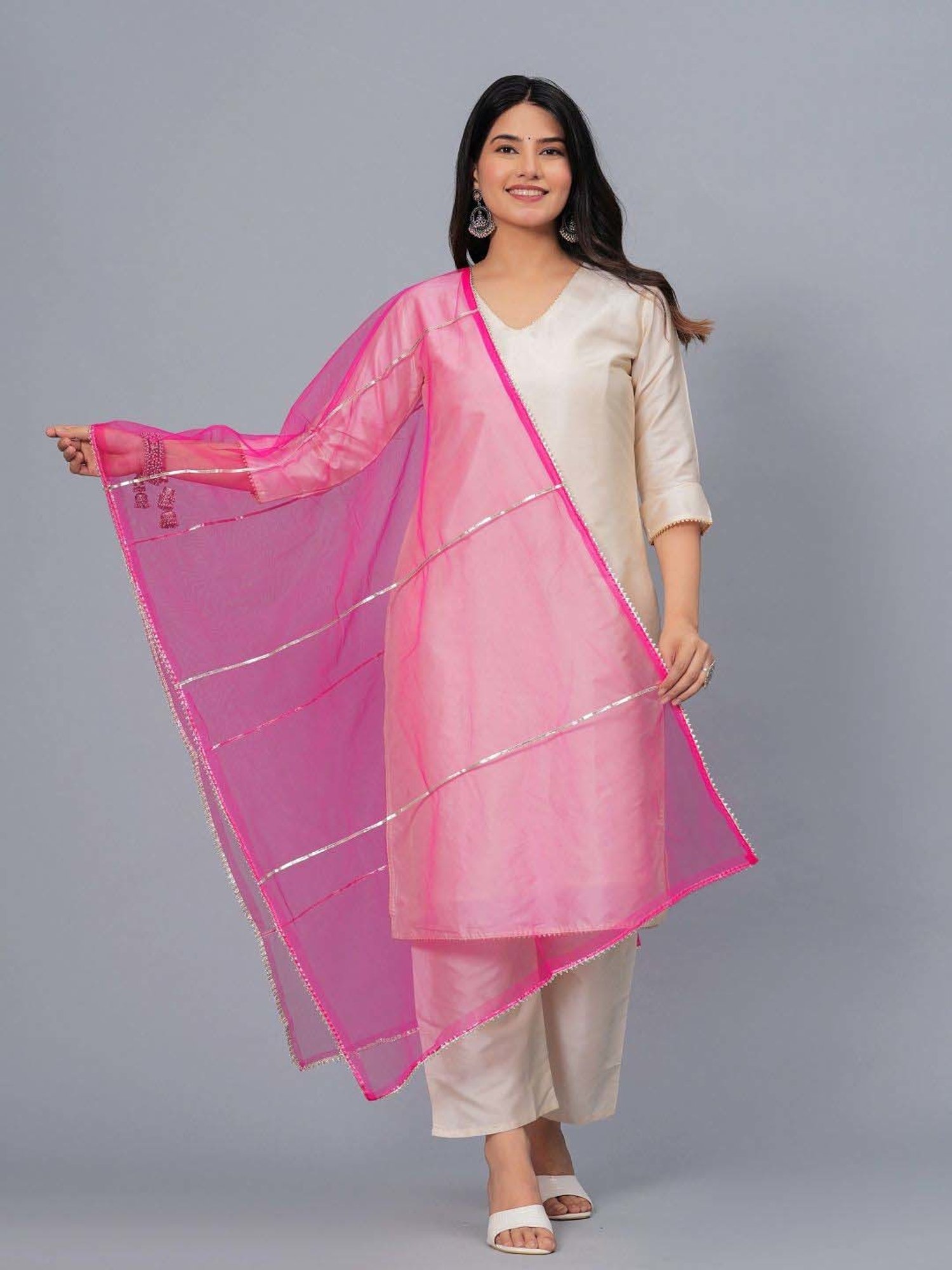 Stylum Pink Striped Dupatta