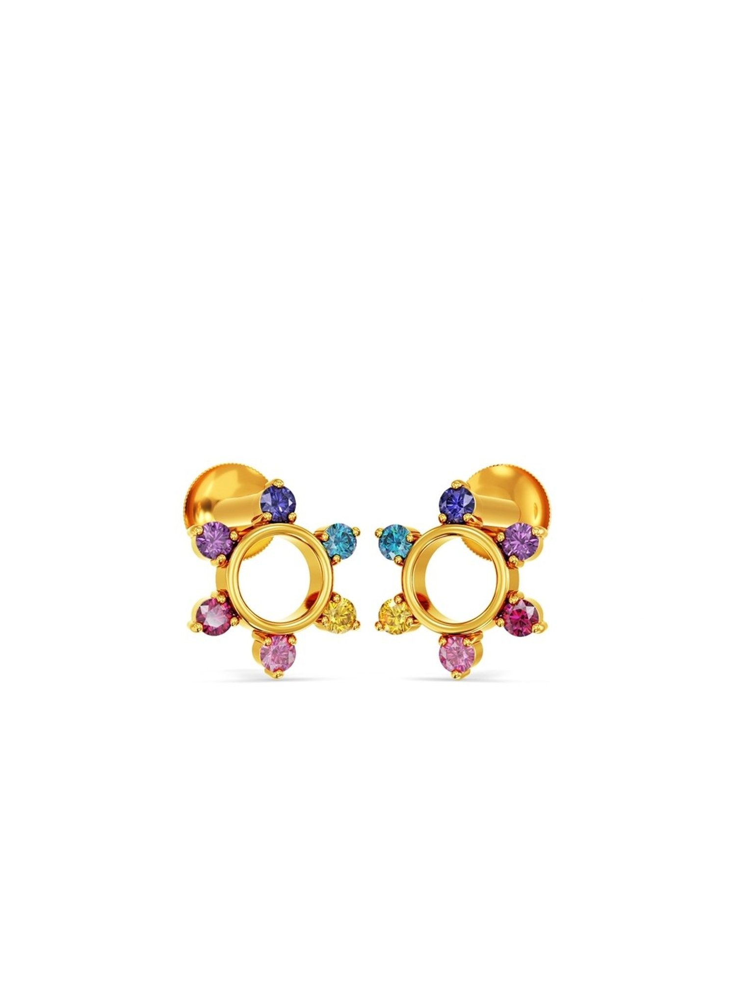 Joyalukkas Gold 22K Color Spectrum Stud Earrings for Women