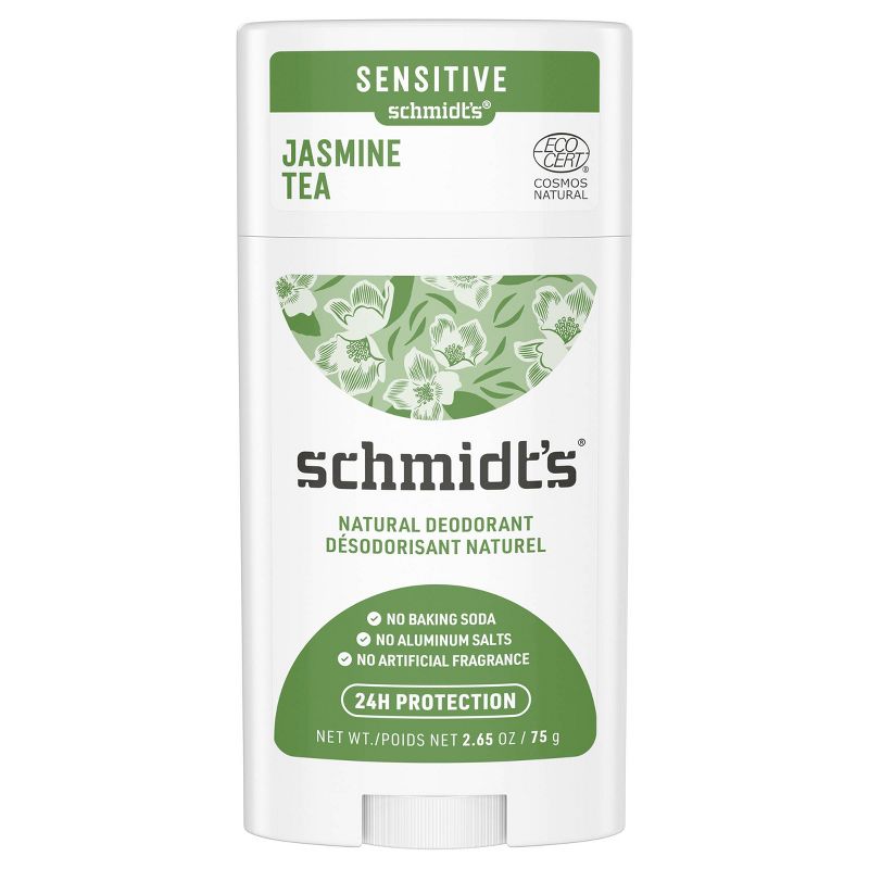 Schmidt's Jasmine Tea Aluminum-Free Natural Deodorant Stick for Sensitive Skin - 2.65oz