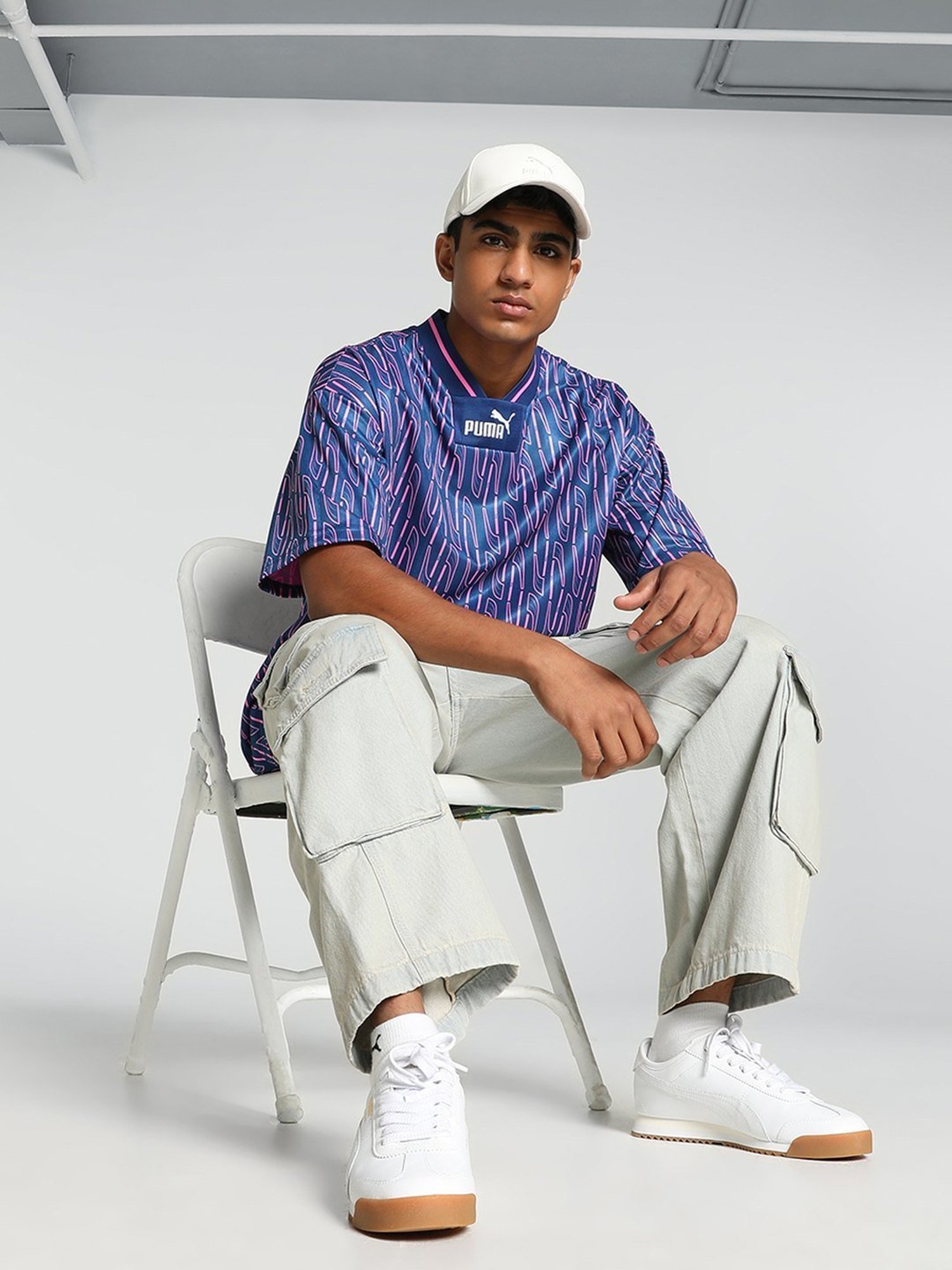 Puma Blue Loose Fit Printed Jersey