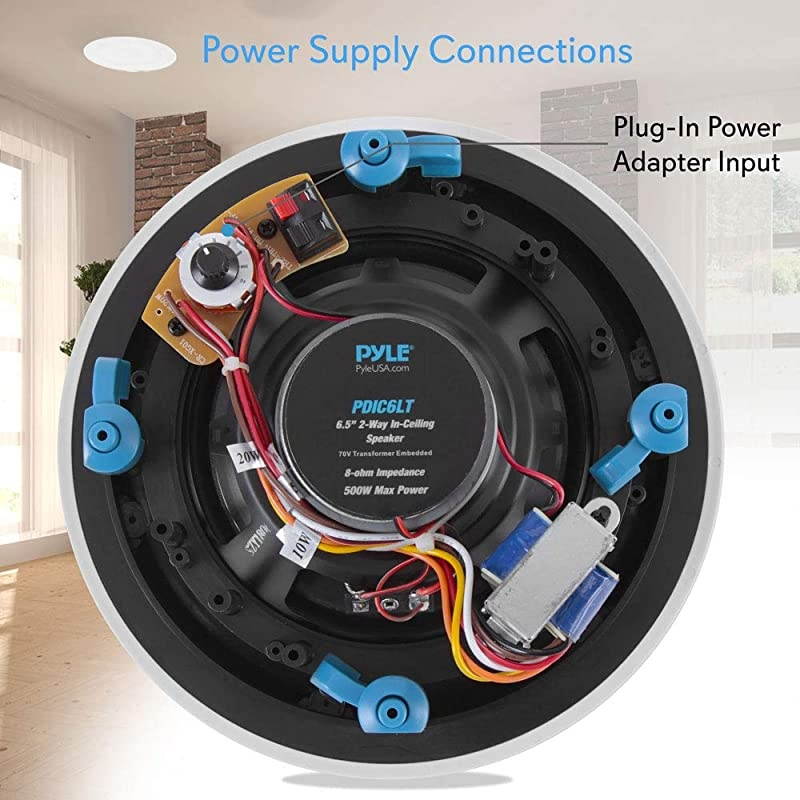 Ceiling and Wall Mount Speaker 8 2Way 70V Audio Stereo Sound Subwoofer Sound with Dome Tweeter 600 Watts inWall inCeiling Flush Mount for Home Surround System  PDIC8LT White