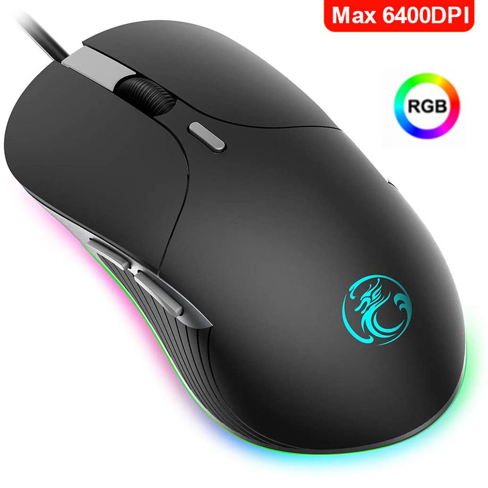 RGB Wired Gaming Mouse, Wired Mouse Gaming with Chroma RGB Lighting, 6 Programmable Buttons, 6400 DPI, Computer Mouse for Laptop, USB Mouse with 1.8m cable for Windows PC Gamer