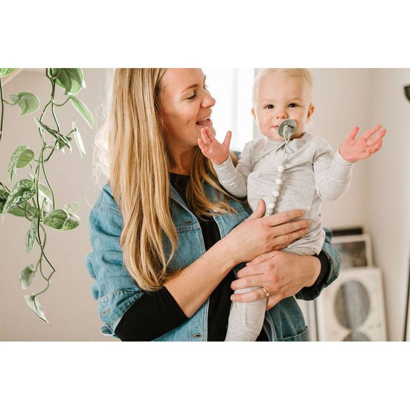 Loulou Lollipop Lolli Soother Holder in Silicone Clip - Marble Gray