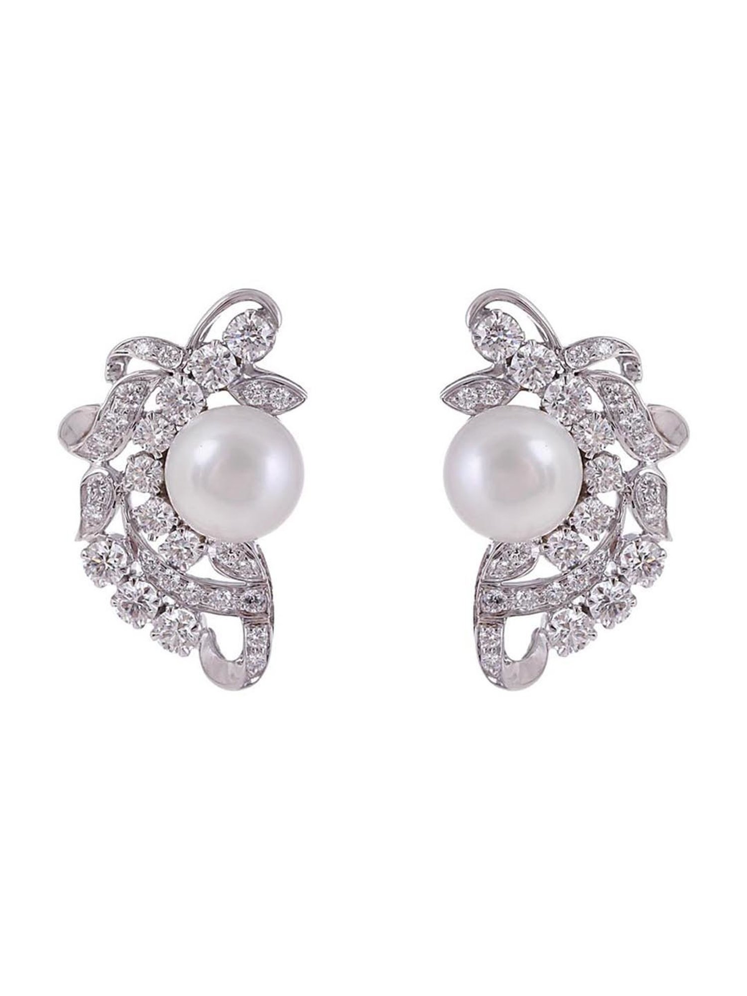 CKC 18k Gold & Diamond Earrings with White Rhodium Polish for Women