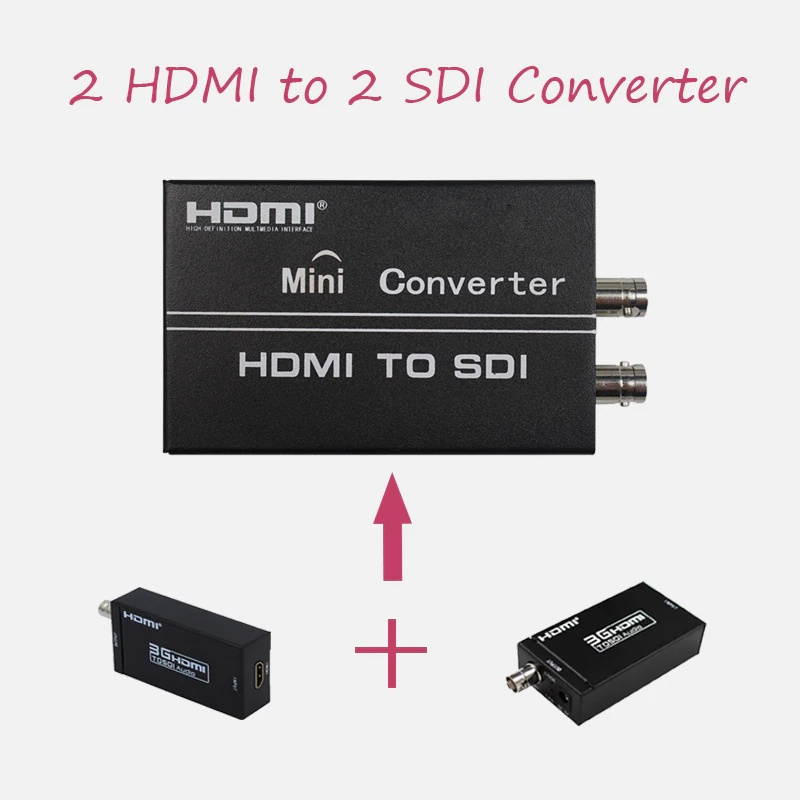 Double HDMI to 2 SDI Converter Adapter Full HD 1080P Audio Converter Support SDI/HD-SDI/3G-SDI Signals for Camera  Home Theater
