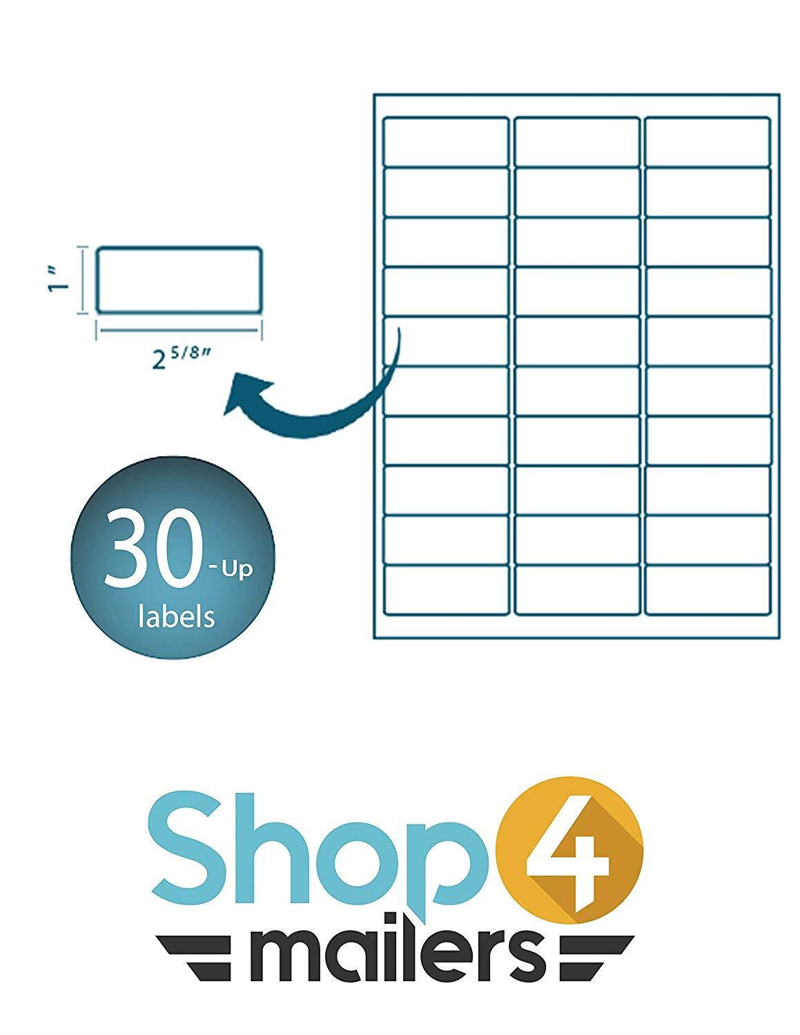 Shop4Mailers 30-Up White Shipping Labels 1" x 2 5/8" ~ 1000 Sheets, 30000 Labels