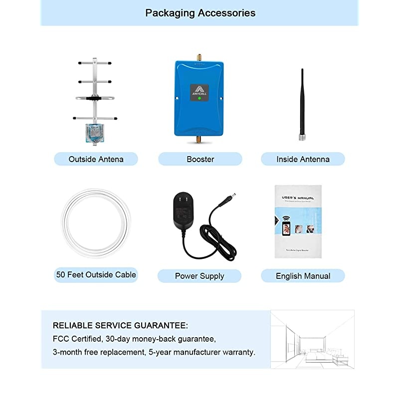 Phone Signal Booster for Home & Office Use - Verizon ular Booster 4G LTE Data 700MHz Band 13 Repeater Amplifier with Yagi/Whip Antenna for Many U.S. Carriers - Enhance 4G Network Signal