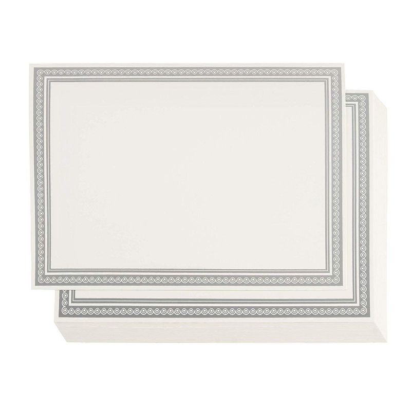 Sustainable Greetings 25-Count Metallic Silver Foil Blank Award Certificates Paper Sheets, A4 Letter Size 11 x 8.5 in