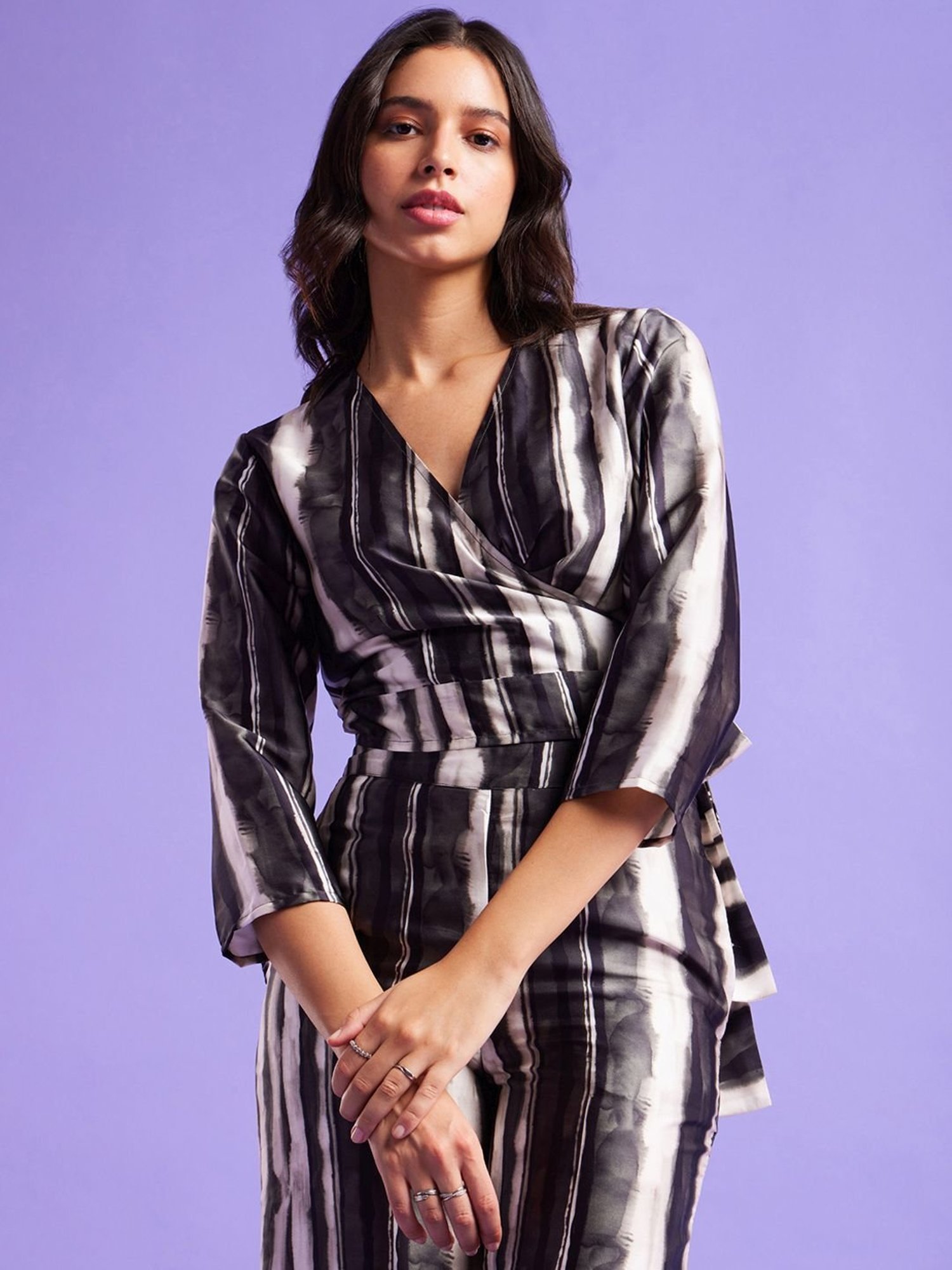 Fablestreet Black & White Printed Top