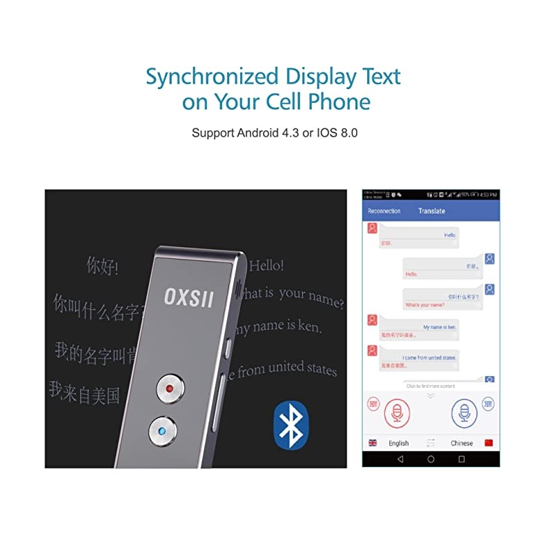 T1 Handheld Pocket Smart Voice Translator Real Time Speech Translation English Chinese Arabic Portuguese French German Spanish Russian Japanese 40+ Languages for Travel Business Shopping Meeting