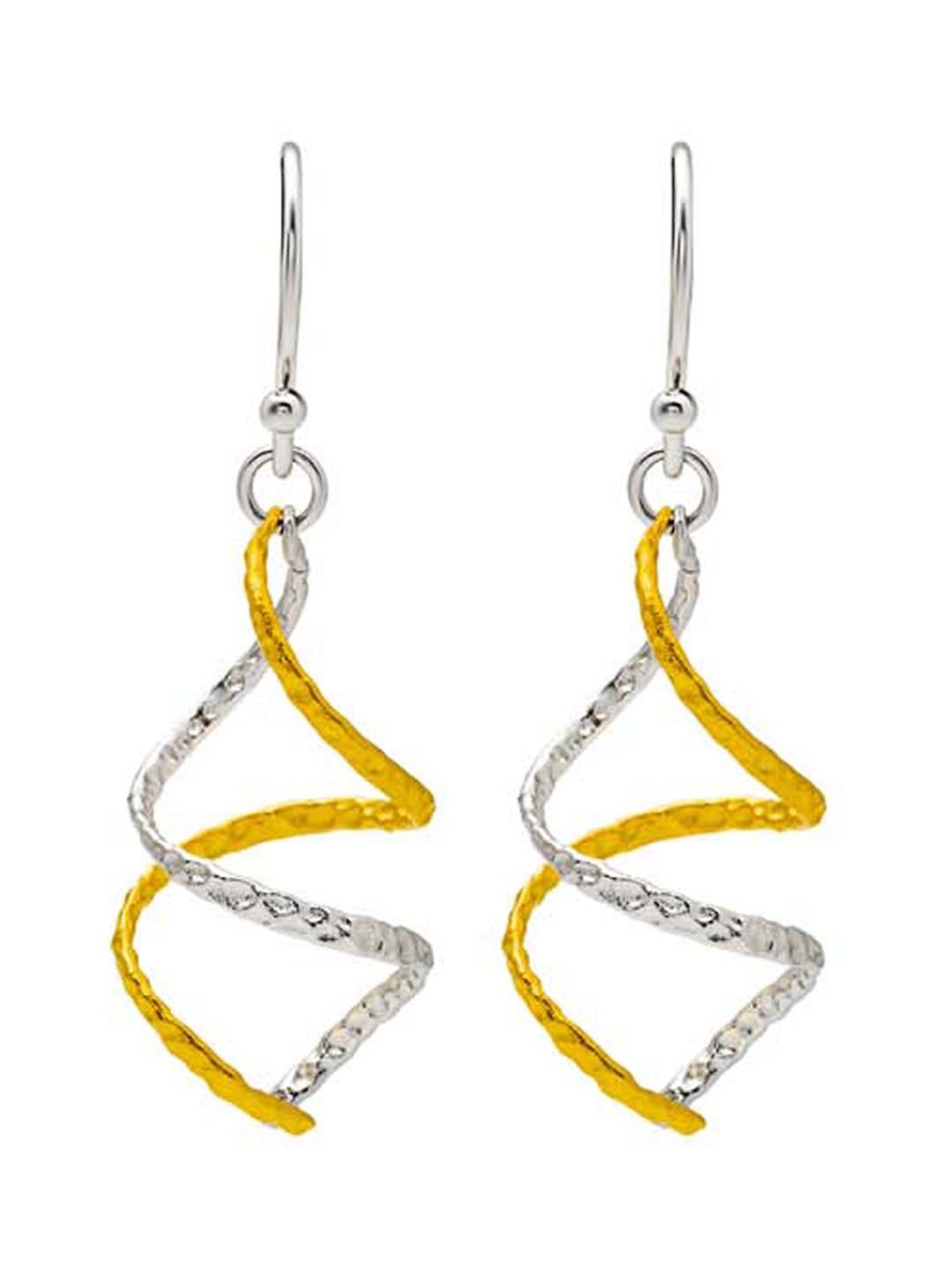 Silberry 925 Sterling Silver 18k Gold Plated Two Tone Silver Spiral Drop Earrings for Women