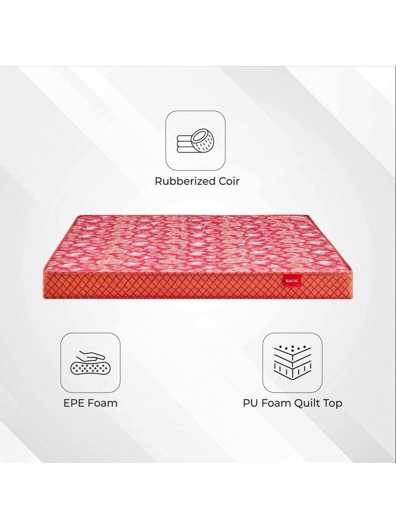 Kurlon Natural Coir Pink Rubberized Coir Single Size Bed Mattress