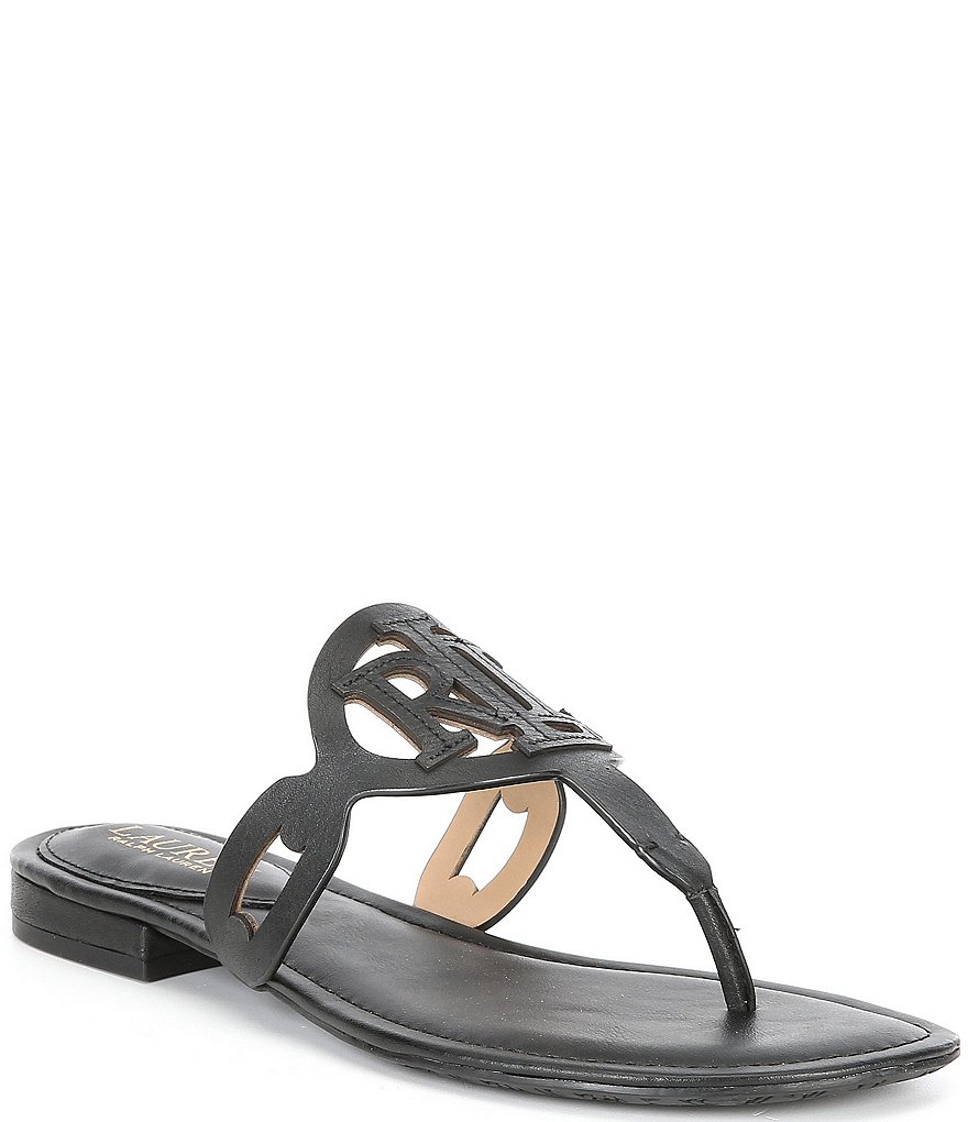 Lauren Ralph Lauren Audrie Leather Logo Thong Sandals