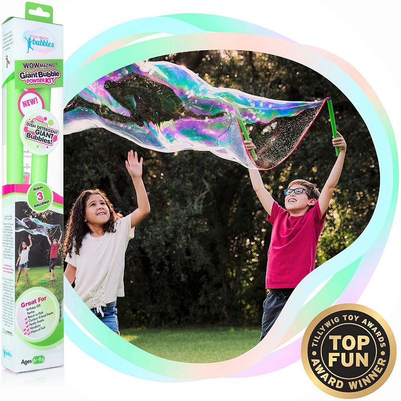 South Beach Bubbles WOWmazing Giant Bubble Powder 4-Piece Kit | Wand + 3 Packets Bubble Powder