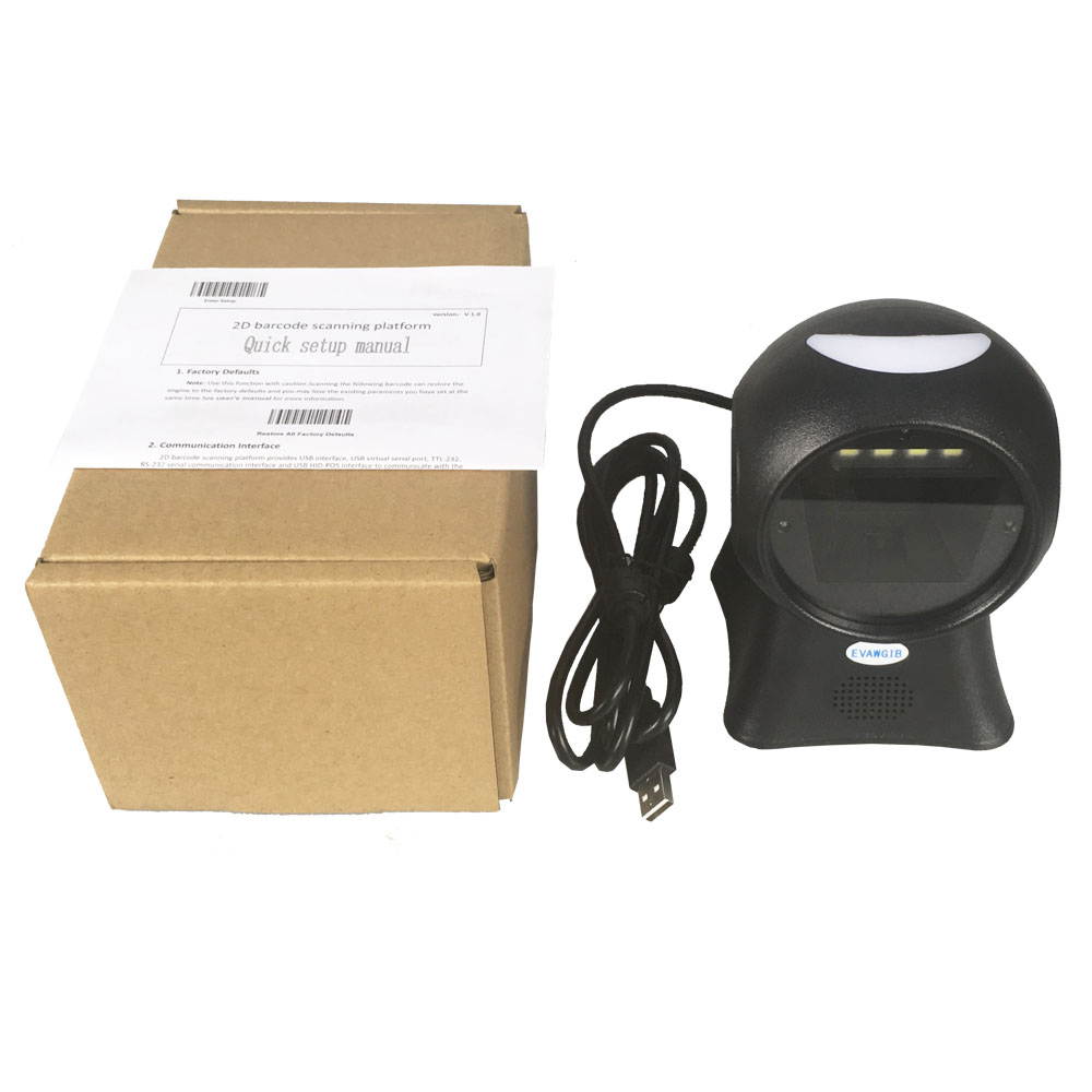 Plugadget Wired QR Code Barcode Scanner 2D CMOS Desktop Barcode reader Auto Sense Data Matrix Reader for Retail Store for Supermarket