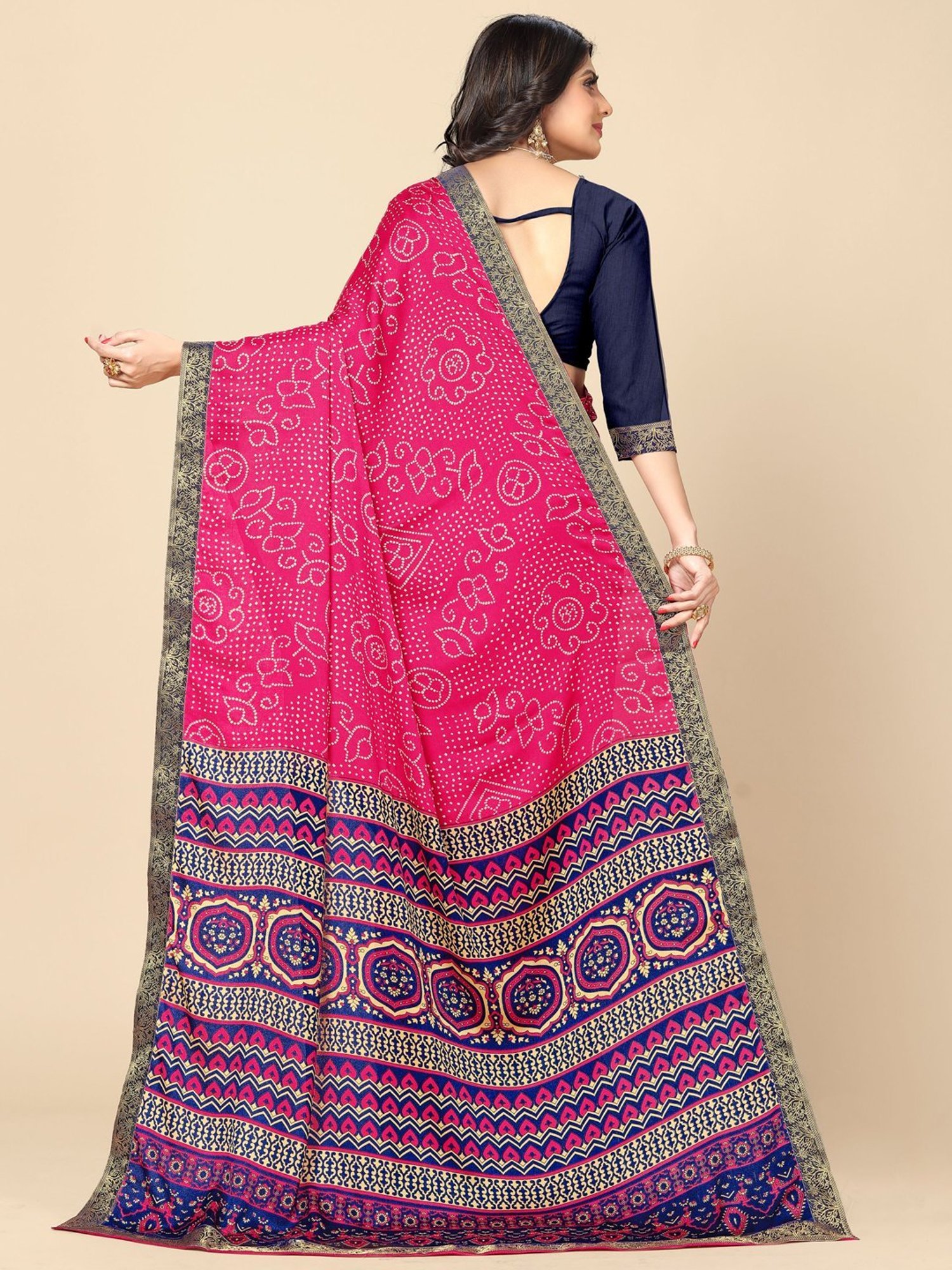 Rangita Pink Printed Saree With Unstitched Blouse