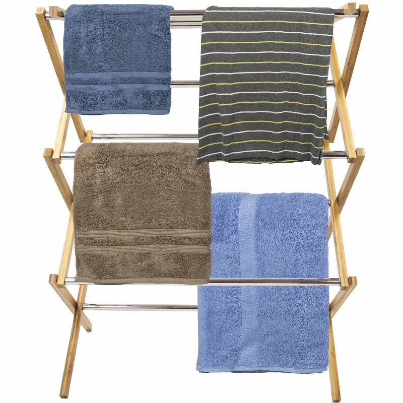 Sunbeam Bamboo and Stainless Steel  Foldable Drying Rack