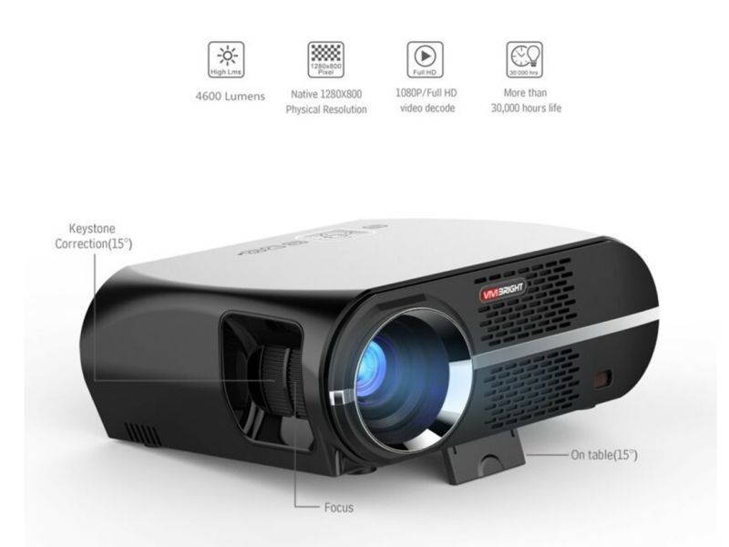 4600 Lumens LED 3D WIFI Smart Home Theater Cinema 1080P Android Projector HDMI/RJ45/USB/VGA/SD