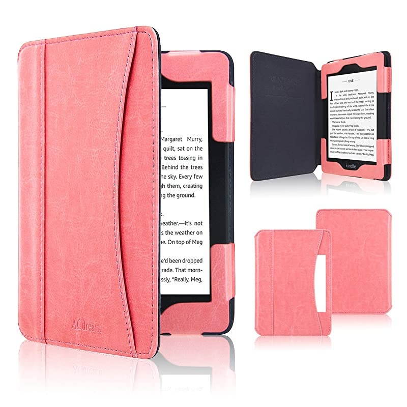 Case Fits All-New Kindle 10th Generation 2019 and 8th Gen 2016 ONLY (NOT FIT Kindle Paperwhite/Kindle Oasis), Folio Smart Leather Cover with Auto Wake Sleep & Front Pocket, Light Pink