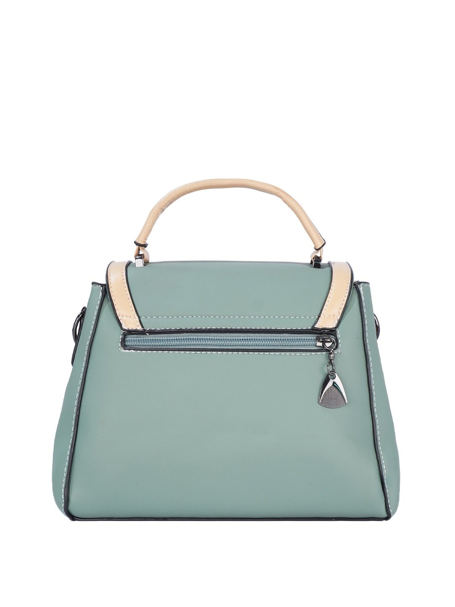Luvoksi Green & Beige Solid Medium Handbag