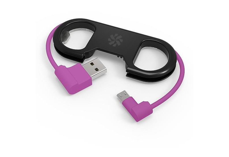 Kanex GoBuddy+ Micro-USB ChargeSync Cable with Bottle Opener - Black/Purple