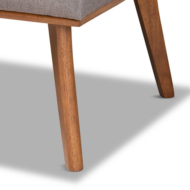 3pc Odessa Mid-Century Modern Fabric Upholstered Wood Dining Nook Set Walnut/Brown/Gray - Baxton Studio