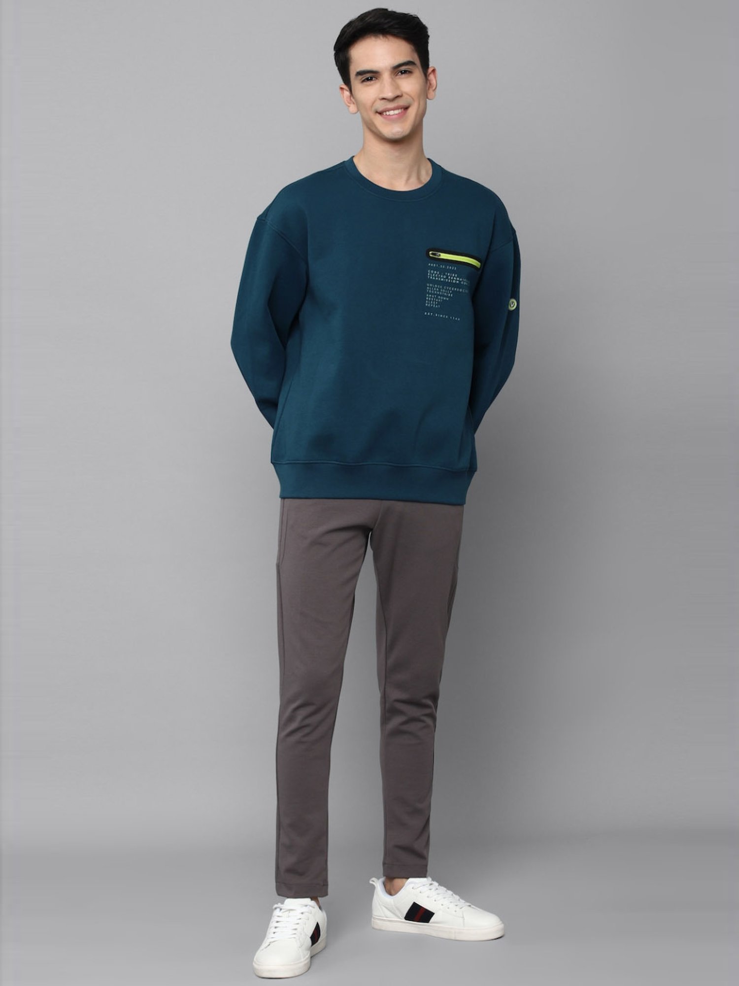 Tribe by Allen Solly Blue Regular Fit Printed Sweatshirts