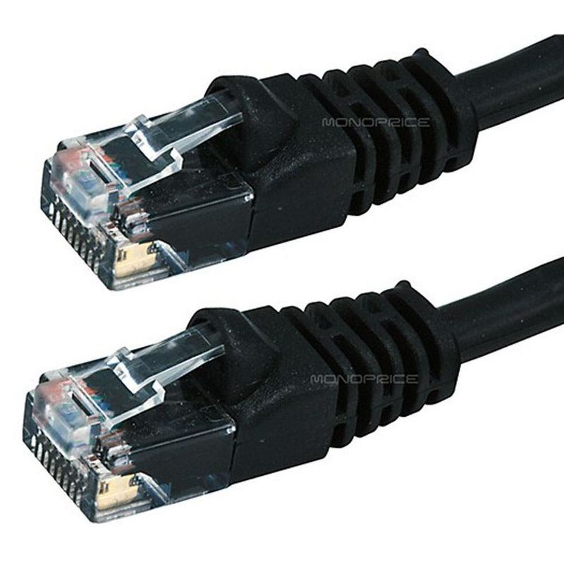 Monoprice Cat5e Ethernet Patch Cable - 25 Feet - Black | Network Internet Cord - RJ45, Stranded, 350Mhz, UTP, Pure Bare Copper Wire, 24AWG