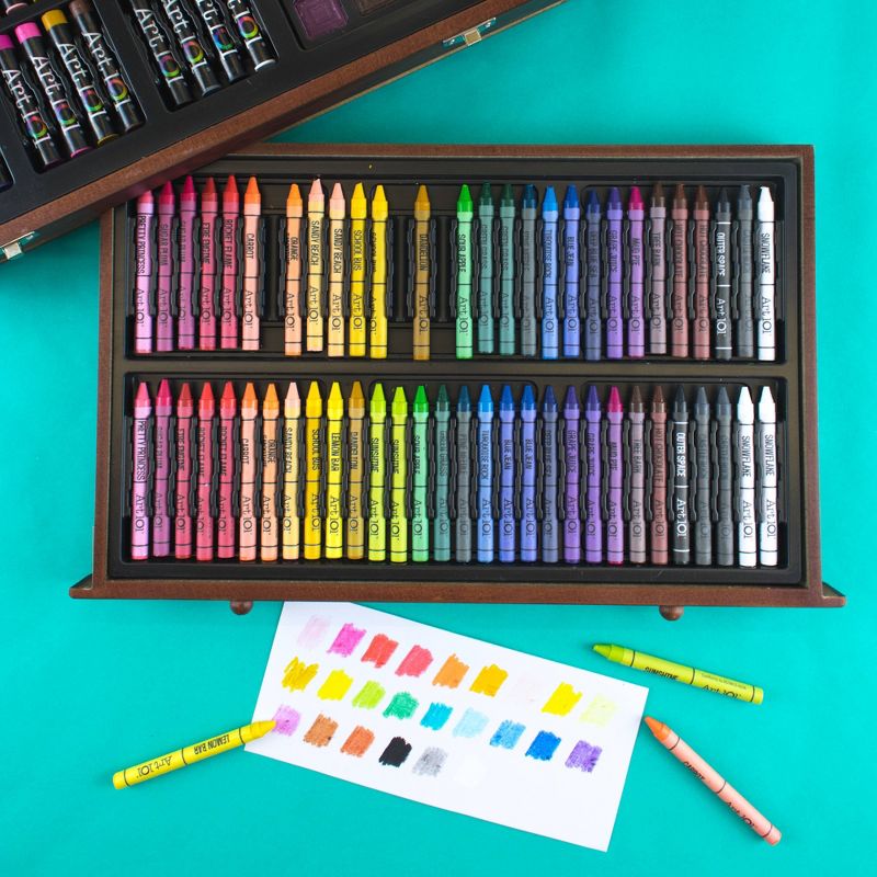 136pc Draw + Color + Paint Art Set in Wood Case - Art 101