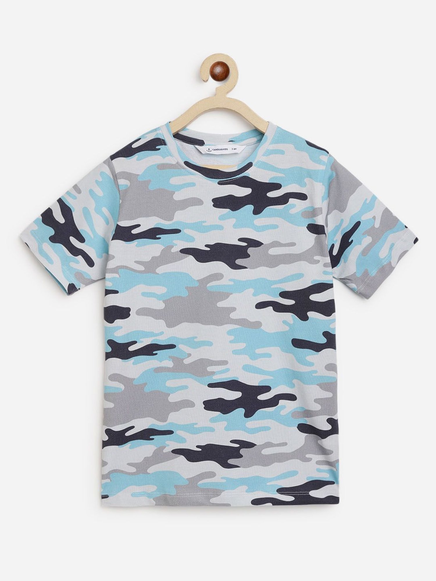 Campana Kids Blue & Grey Camouflage T-Shirt
