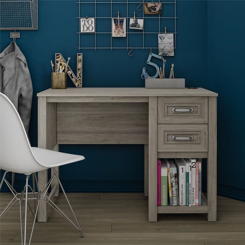 Sierra Ridge Levi Single Pedestal Kids' Desk, Light Walnut