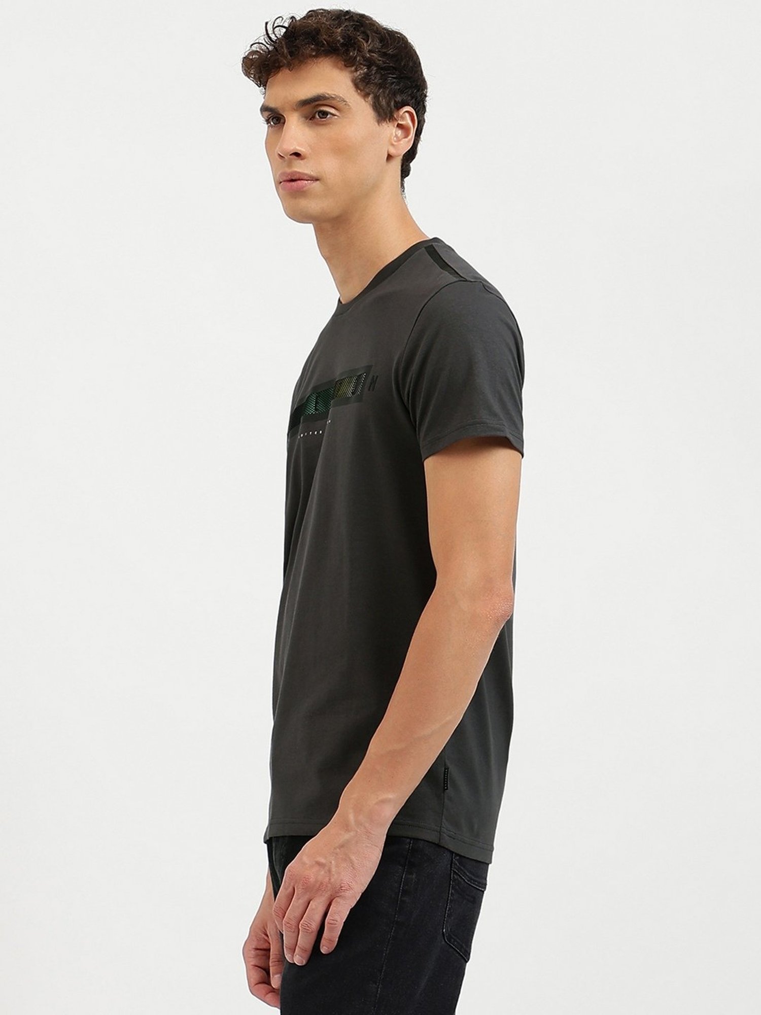 United Colors Of Benetton Grey Regular Fit Printed T-Shirt