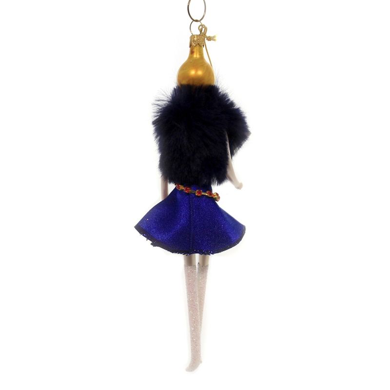 Italian Ornaments 7.0" Lady With Blue Fur Jacket Italian Christmas Ornament  -  Tree Ornaments