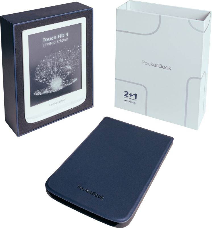PocketBook Touch HD 3 Limited Edition (with protective cover). 6" E Ink&reg; Carta&trade;; HZO ProtectionTM (IPX 7); SMARTlight; Dual Core (2x1 GHz); Flash memory: 16GB; Accumulator: 1500 mAh (Li-Ion Polymer)