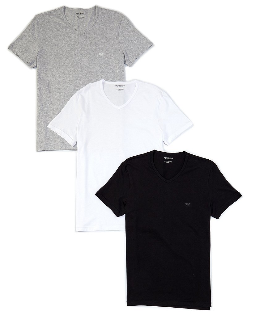 Emporio Armani Pure Cotton V-Neck T-shirts 3-Pack