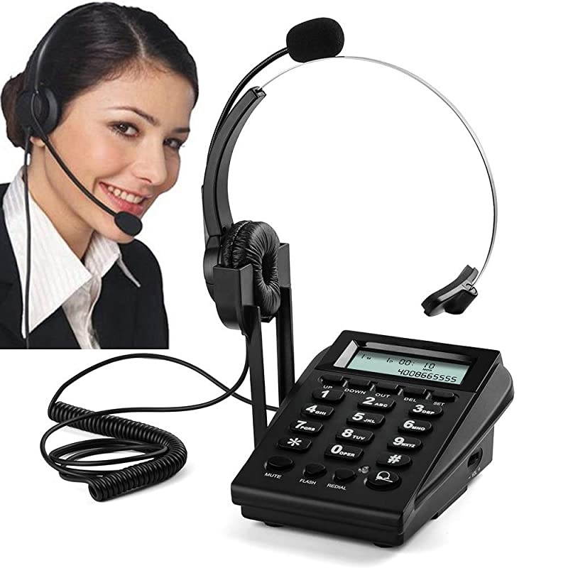 Corded Phone Headset,  Call Center Telephone Headset with Dialpad, Noise Cancelling Phone Headsets for Office/House Phones