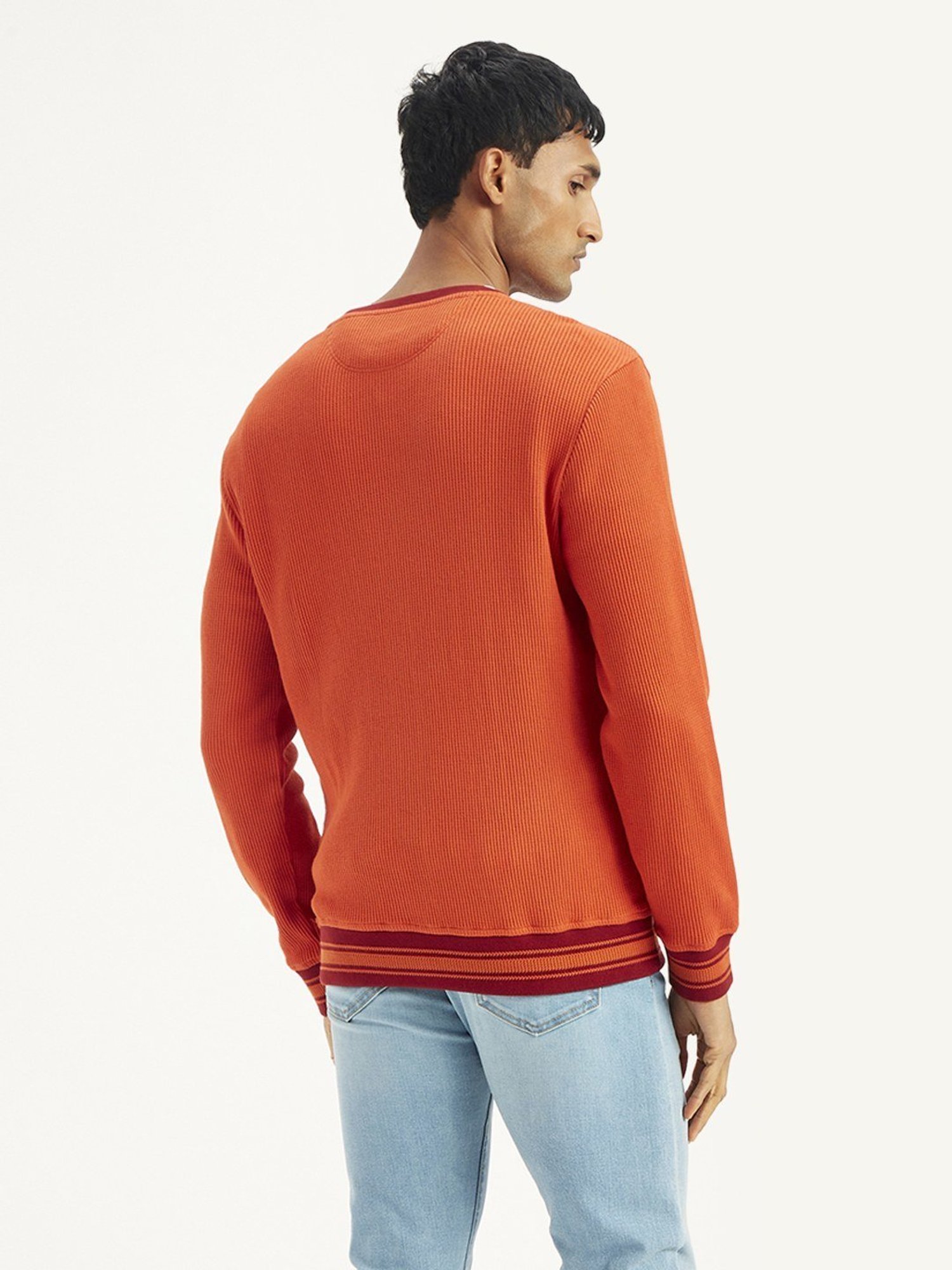 Levi's Orange Cotton Slim Fit Sweater