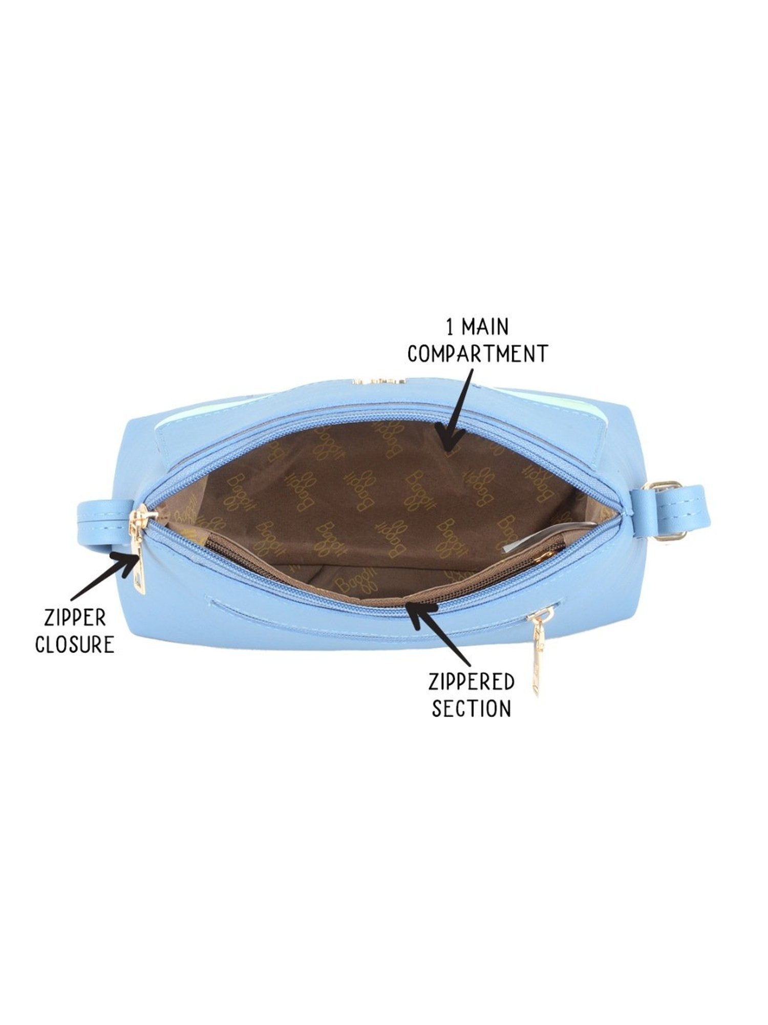 Baggit Blue Textured Small Hobo Bag