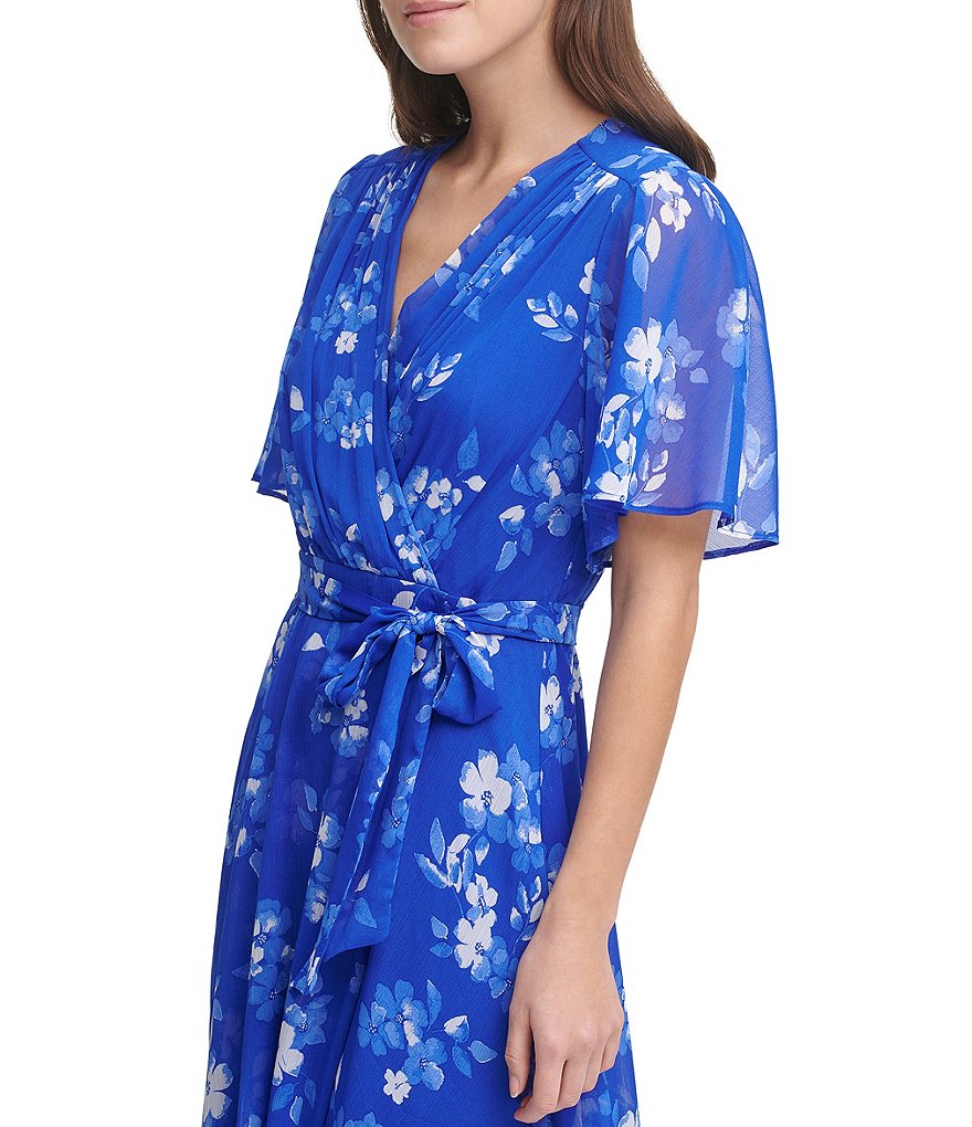 Tommy Hilfiger Paisley Chiffon Smocked Sleeveless Mock-Neck Midi A-Line Dress