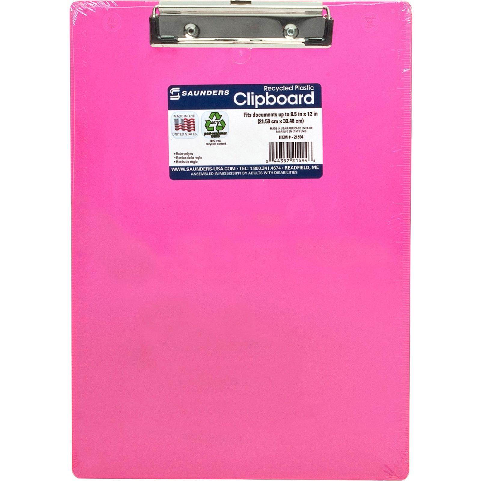 Saunders Neon Plastic Clipboard - 0.50" Capacity - Low-profile - (sau21594)