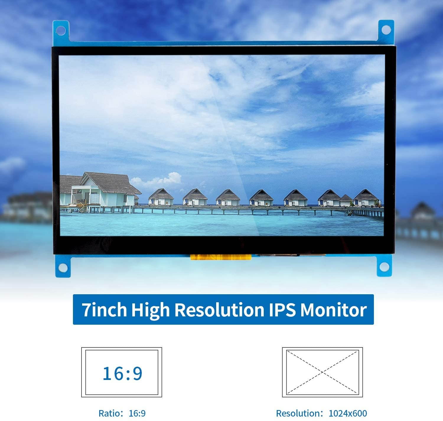 SunFounder Raspberry Pi 4 Display Touchscreen 7 Inch HDMI 1024&times;600 USB IPS LCD Screen Display Monitor for Raspberry Pi 400 4 3 Model B, 2 Model B, and 1 Model B+, Windows Capacitive Touch Screen